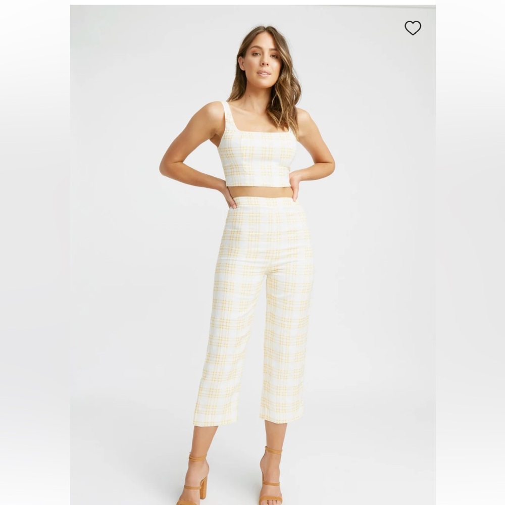 Kookai checkered crop top and matching pant set